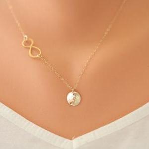 Gold Infinity necklace with initial..