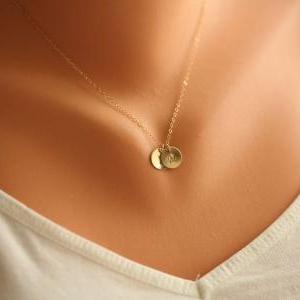 TWO Initial Necklace,14k GOLD Fille..