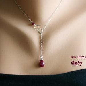 Personalized Infinity Necklace,july Ruby..