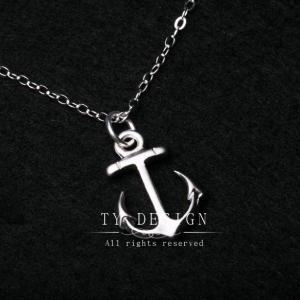 Anchor Charm Necklace,sterling Silver..