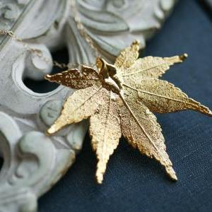Large Real Maple Leaf Necklace 24k Gold,14k Gold..
