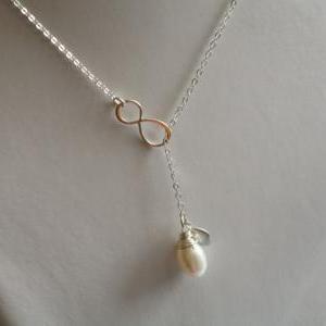 Infinity lariat necklace with initi..