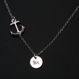 -anchor Necklace,sideways Anchor,personalized..