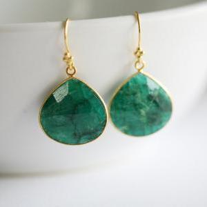 Real Emerald Earrings,large Stone Earrings,emerald..