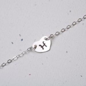 Heart initial Sterling silver Neckl..