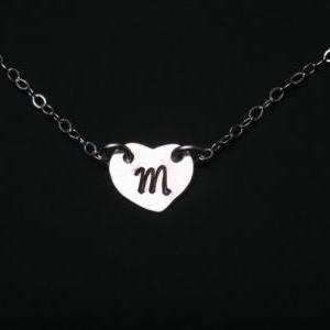 Heart initial Sterling silver Neckl..