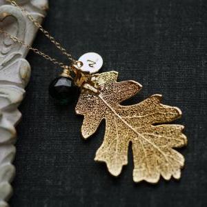 Gold oak leaf necklace,Gold filled ..