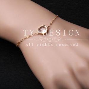 Tiny Cz Stone Bracelet,everyday Jewelry,gold Fill..