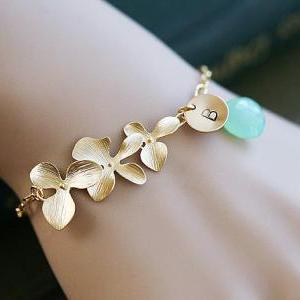 Orchid Flowers Bracelet and White P..