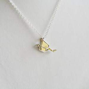 Sterling Silver Origami Crane Necklace,everyday..