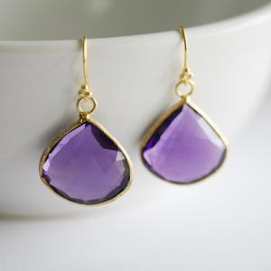 Real Purple Amethyst Earrings,large Stone..