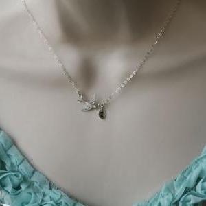 Bird Initial Necklace,Leaf initial,..