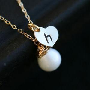 Gold Heart Necklace,customize Initial And..