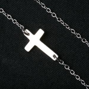 Sterling Silver Tiny Cross Necklace,blessed..