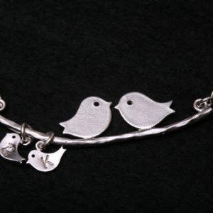 Initial Bracelet,bird On The Branch,bird..