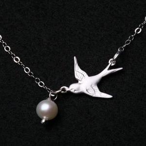 Bird Necklace,Custom birthstone,bir..