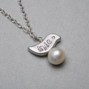 Bird Initial Necklace,mother Jewelry,parent..