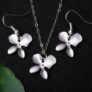 Orchid Flower Jewelry Set,orchid Flower Necklace..