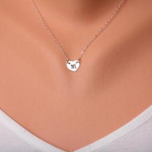 Gold Heart initial 14k gold Necklac..