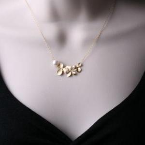 Orchid Flower Necklace,Gold filled ..