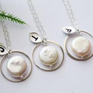 Set Of 5,eternity Circle Necklace,coin Pearl, Leaf..