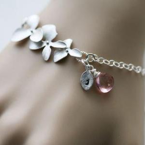 Orchid Flower Bracelet,Custom birth..
