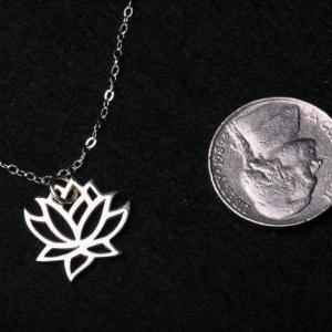 Lotus charm necklace,Sterling silve..