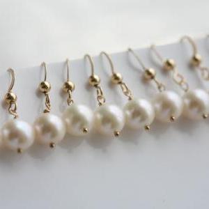 Bridesmaid Gifts,set Of 5,wire Wrapped Pearls,gold..