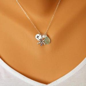 SNOWFLAKE necklace,Personalized ini..