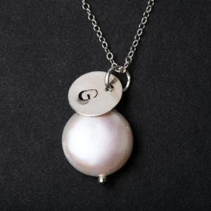 Intial necklace,Coin Pearl Necklace..