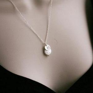 Intial necklace,Coin Pearl Necklace..
