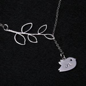 Bird Initial Necklace,sterling..