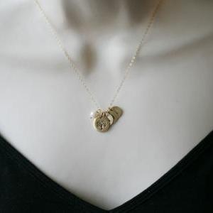 Family Tree Gold Filled Necklace,custom Monogram..