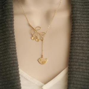 Gold Bird initial,Bird Necklace,Mom..