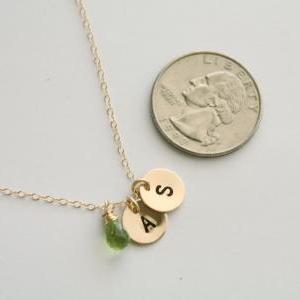 Two Initials GOLD Fill Necklace, Cu..