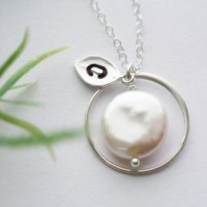 Eternity Circle Necklace,coin Pearl, Leaf Initial,..