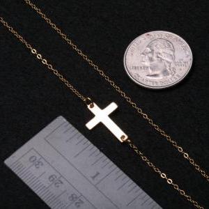 Gold Filled Tiny Cross Necklace,blessed..