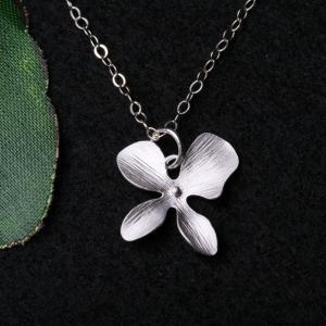 Single Textured Orchid Flower Necklace,flower..