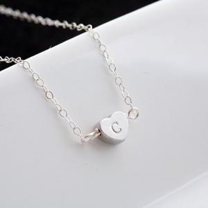 Heart Initial Necklace,sterling Silver..