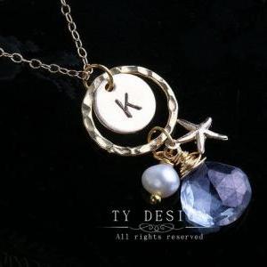 Starfish Necklace,gold Fill Circle..