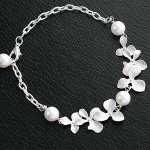 Orchid Flower,pearl,sterling Silver..