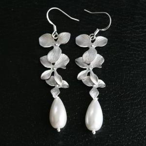 Orchid flower,Pearl,sterling silver..