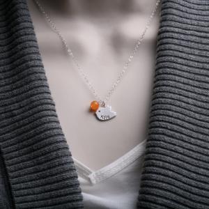 Bird Initial Necklace,custom Birthstone And..