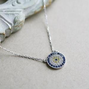 Evil Eye Necklace In Sterling Silver,cubic..