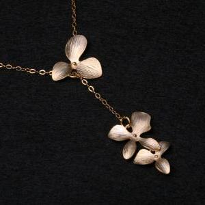 Orchid Flower Gold Fill Necklace,Fl..