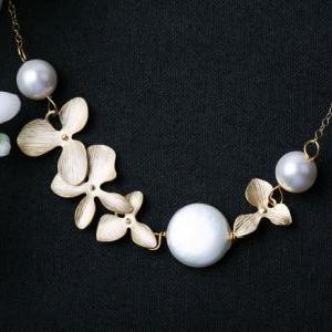 Orchid Flower Gold Fill Necklace,Fl..
