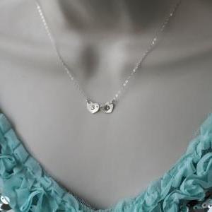 Tiny heart initial necklace,Monogra..