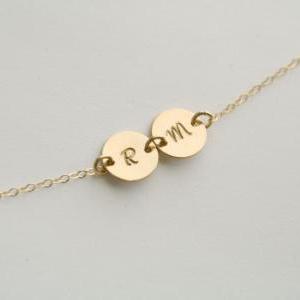 Two Initial Necklace,14k Gold Filled,monogram..