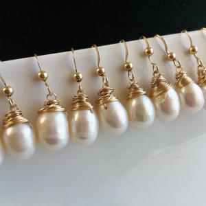 Set of 7,Wire Wrapped Pearl earring..