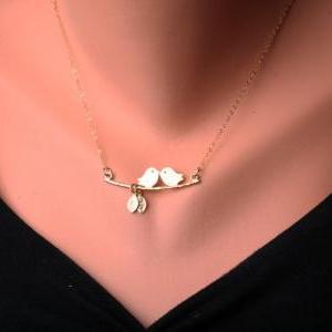 Custom Two Initial Leaf Necklace,bi..